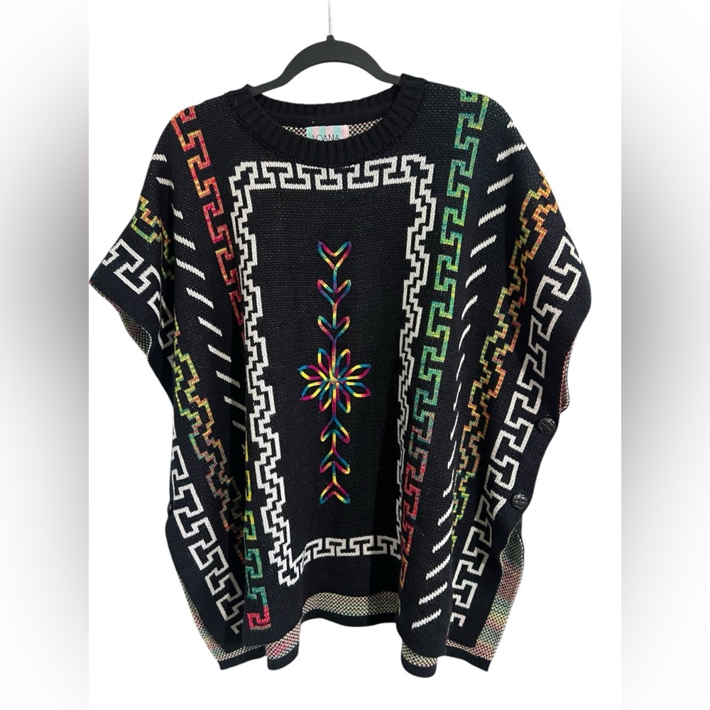 Multicolor Geometric Pattern poncho - image 1